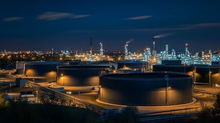 Fototapeta premium Night View of a Chemical Plant