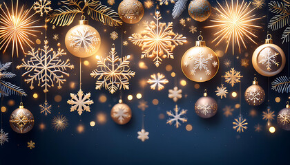Fototapeta premium Christmas or New Year background- A generic holiday background featuring festive elements l_1(154)