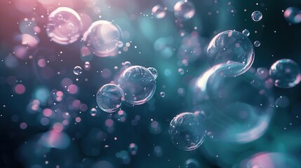 Colorful bubbles floating in a dreamy background