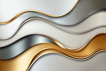 abstract wavy metallic background with golden and silver tones