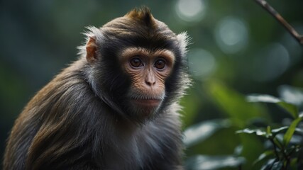 A monkey yawning widely, ready for a nap after a busy day