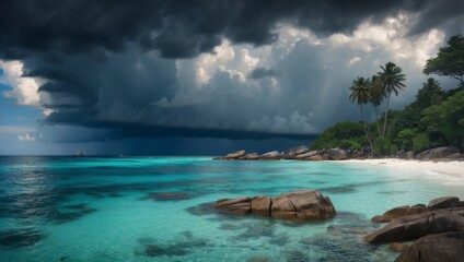Fototapeta premium Dramatic Storm Approaching the Majestic Similan Islands AweInspiring Oceanic Atmosphere.