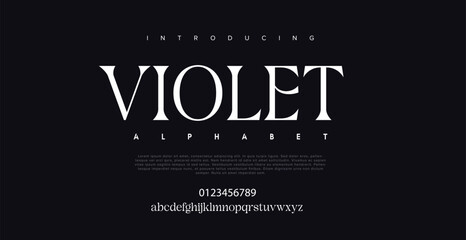 Violet minimal modern alphabet fonts.