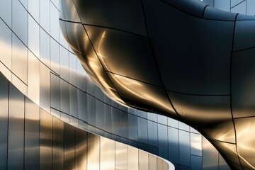 Minimalist futuristic building and architecture with curves.