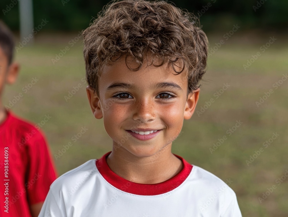 Canvas Prints Smiling young boy with curly hair