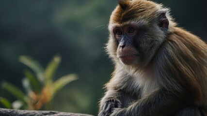 Fototapeta premium A monkey foraging for food