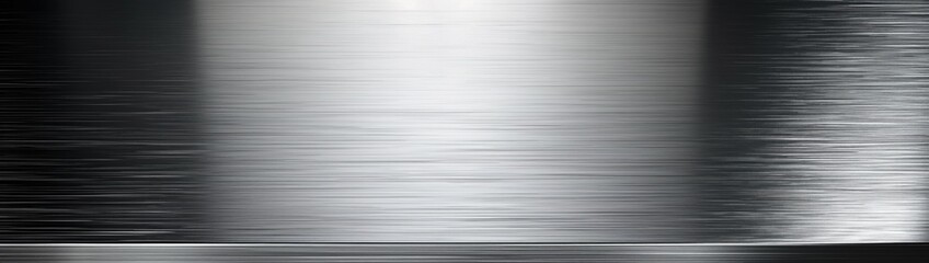 Obraz premium Wide metal steel plate with fine brushed texture in silver color. Fine brushed finish creates shiny surface. Metal panel made from high-quality aluminium material.
