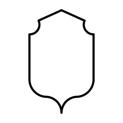Shield Emblem And Badge black outline vector icon. Flat contour line pictogram