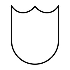 Obraz premium Shield Emblem And Badge black outline vector icon. Flat contour line pictogram