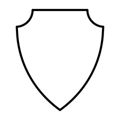 Shield Emblem And Badge black outline vector icon. Flat contour line pictogram