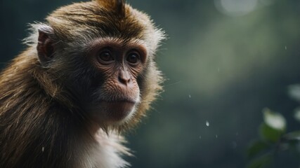 Obraz premium A monkey leaping between branches