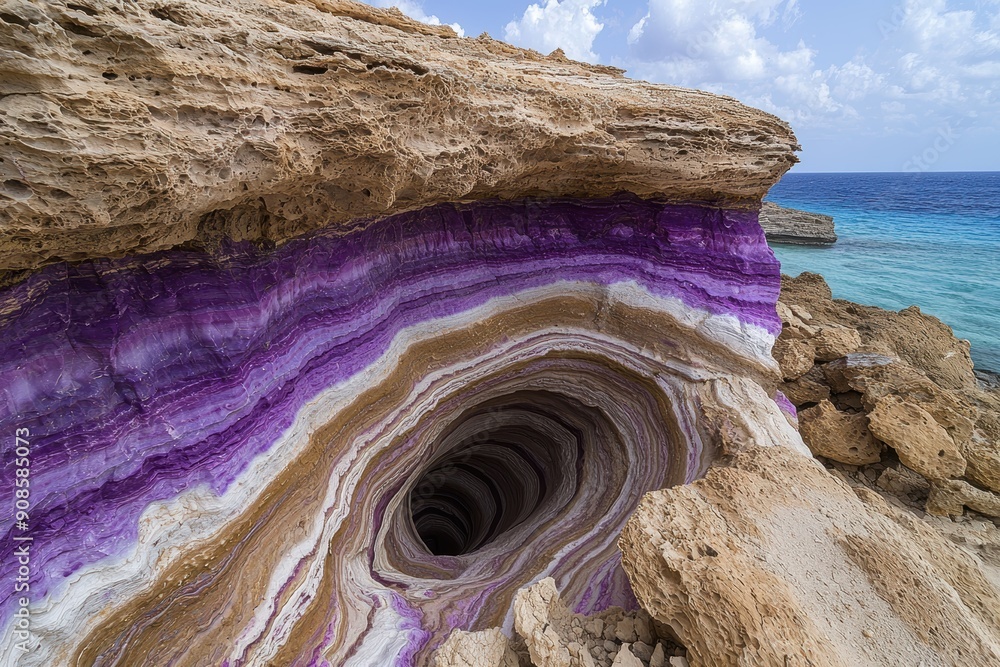 Poster vibrant geological formation by the sea