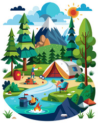 Fototapeta premium camping vector colorful t-shirt design,camping transparent background printable svg design