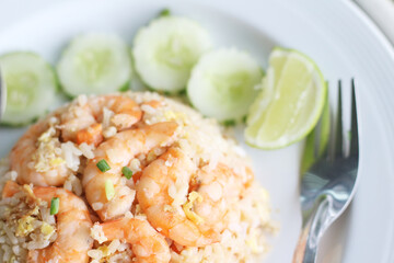 fried rice with shrimp on plate