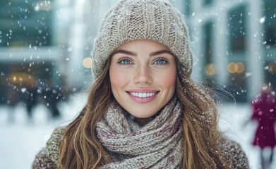 smiling woman in winter clothing