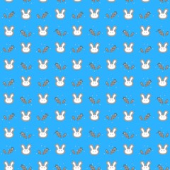 Blue background image of a rabbit and carrot