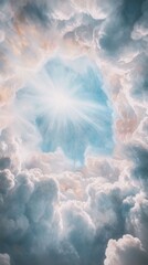 Baroque Splendor: Celestial Ceiling Fresco with Azure Sky and Divine Figures. Opulent Architectural Masterpiece in Luxurious Interior Design. Cultural Heritage and Artistic Magnificence in Ornate Deco