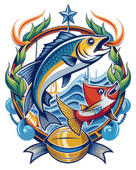 Obraz premium fishing vector colorful t-shirt design,fishing transparent background printable svg design