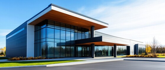Fototapeta premium Modern Corporate Building with Glass Facade. Generative ai