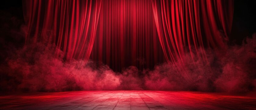Magic Theater Stage with Red Curtains. Generative ai