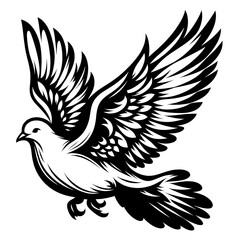 Obraz premium a beautiful Dove black line stencil artwork isolated on white background PNG