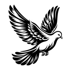 Obraz premium a beautiful Dove black line stencil artwork isolated on white background PNG