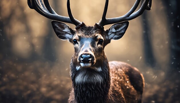 majestic stag in the forest at autumn