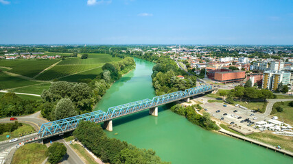 Ponte della Vittoria e fiume Piave a San Dona di Piave -panoramica dall'alto