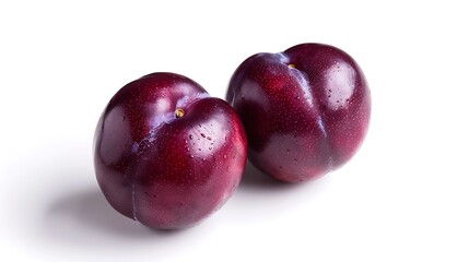 Obraz premium Two Plums with Dewdrops