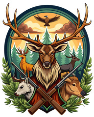 hunting vector colorful t-shirt design,hunting transparent background printable svg design