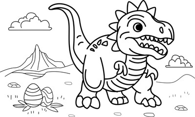 Dinosaurs cartoon, doodle line art