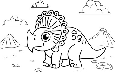 Dinosaurs cartoon, doodle line art