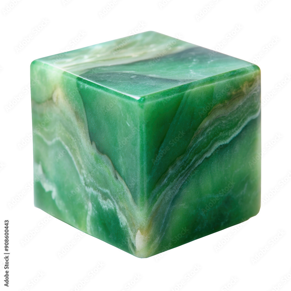 Aufkleber jade cube with intricate patterns showcasing vibrant green hues and a smooth, polished surface with 