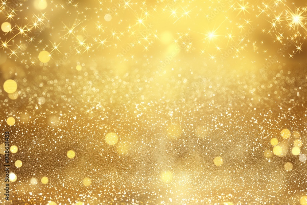 Poster gold sparkling lights create festive background with intricate texture. abstract christmas scene fea
