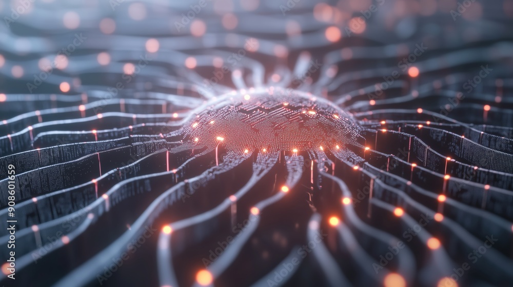 Poster a captivating abstract design featuring glowing lines and nodes, representing technology and connect