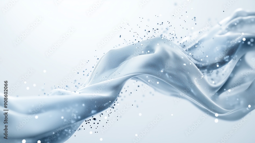 Poster a flowing wave of silky fabric with a soft sheen, creating a serene and elegant aesthetic against a 
