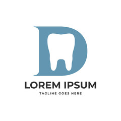Initial Letter D with Tooth for Dent Dental Dentist Icon Symbol Illustration Design