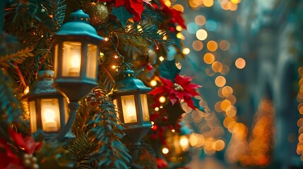 Fototapeta premium Christmas Lanterns on a Festive Tree