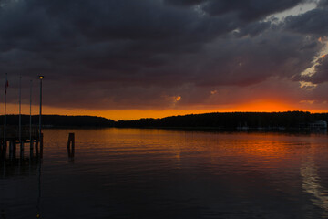 Obraz premium Sunset over Ukiel lake 2024