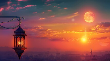 Fototapeta premium Ramadan Lantern at Sunset