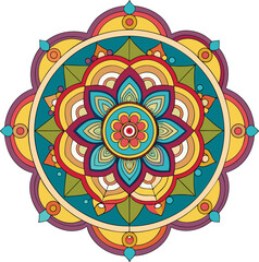 Sun Mandala Vector design, coloring page, uses for various 