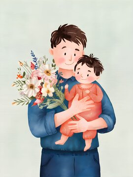 Fototapeta Rodzic z dzieckiem, portret rodziców, dzień taty, dzień ojca