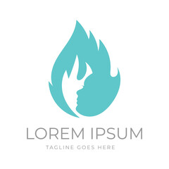 Simple Woman Girl Lady with Fire Flame Hair Silhouette Illustration Design