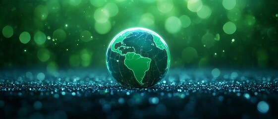 Virtual sustainability initiatives, holographic carbon reduction, futuristic eco-friendly technology, green business