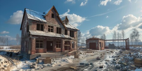 Fototapeta premium Abandoned House in Winter