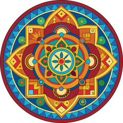 Sun Mandala Vector design, coloring page, uses for various 
