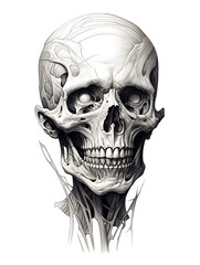 Fototapeta premium Elf head skeleton lowbrow surrealist illustratration