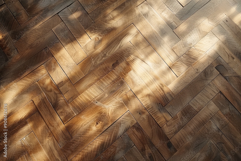 Aufkleber a wooden floor with a checkered pattern. the checkered pattern is made up of wooden boards that are 