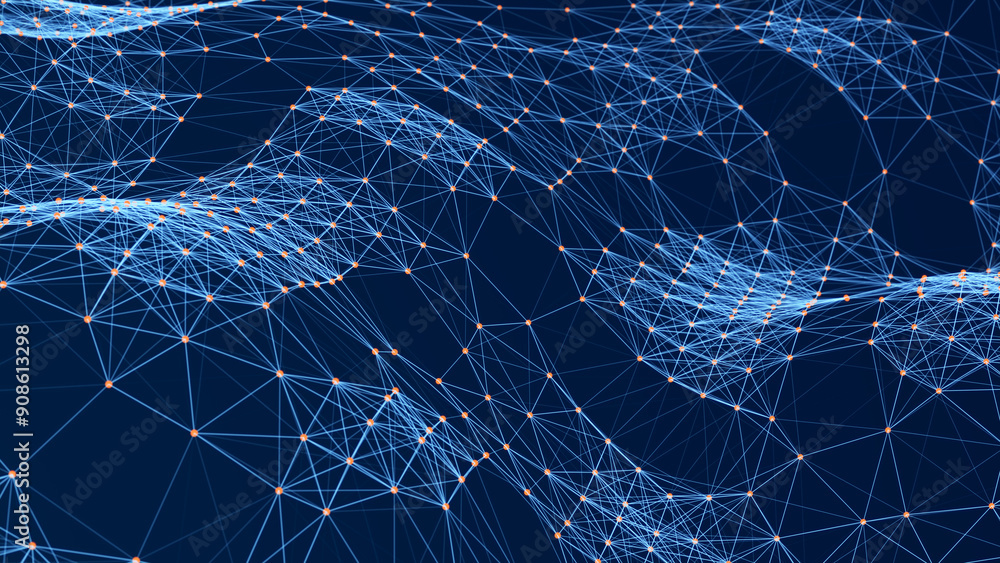 Aufkleber abstract illustration with connected dots and lines. digital network background. the concept of scie