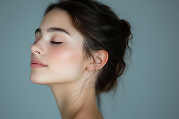 Fototapeta premium A close up of a girl's face with her eyes closed